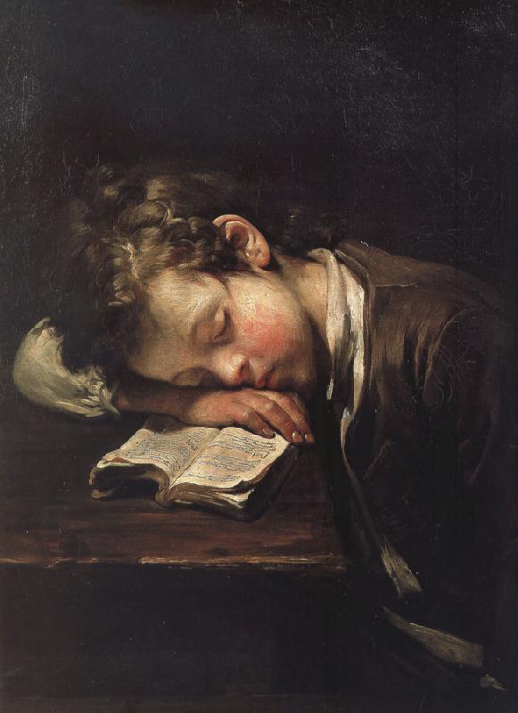 Jean Baptiste Greuze la petit paresseux oil painting picture